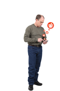 Man Reading about Low Testosterone on Cell Phone